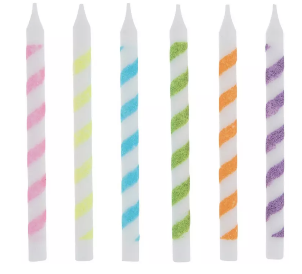 Striped Glitter Birthday Candles